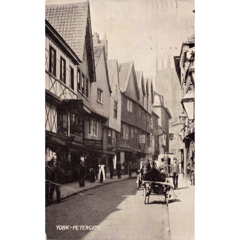 York Petergate England UK RPPC Horse Cart Street Scene Real Photo Postcard 1914